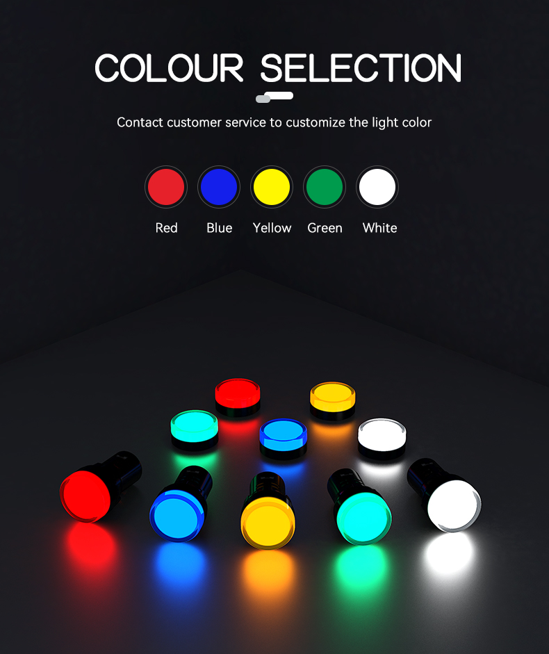 AD2222DS Energy Saving LED Indicator Light Green Yellow Red Blue White
